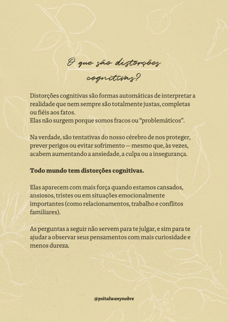 Capa do material Distorções Cognitivas
